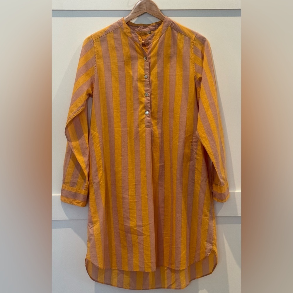 Matta New York Women's Striped Tunic Dress Orange Peach Tan Size Small NWT